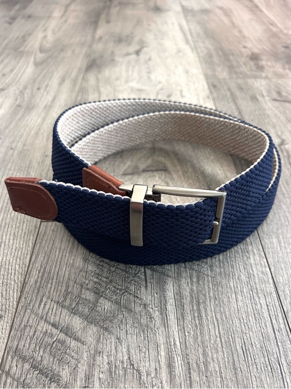 Tommy Bahama Navy Beige Reversible Woven Belt Size L/XL
